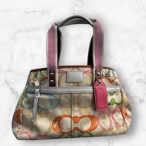 Vintage Coach Multicolor Signature Shoulder Bag